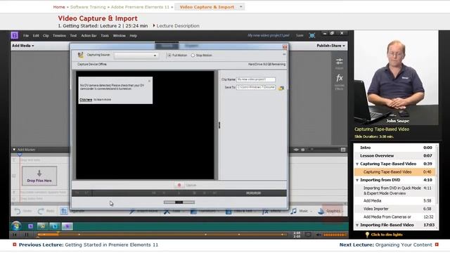 "Video Capture and Import" | Adobe Premiere Elements 11 with Educator.com смотреть онлайн