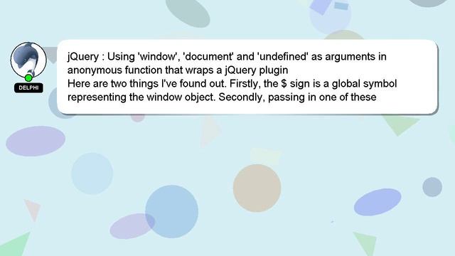 jQuery : Using 'window', 'document' and 'undefined' as arguments in anonymous function that wraps a смотреть онлайн