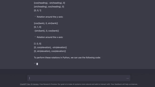 ChatGPT aircraft attitude transformations (the math and the code) смотреть онлайн