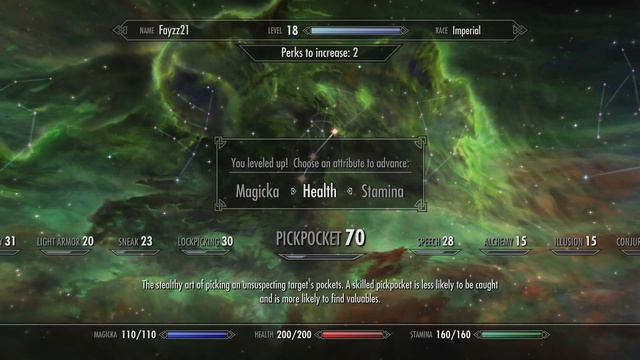 Skyrim V- PickPocket, level 22 to 100 in 20 minutes - No commentary. смотреть онлайн