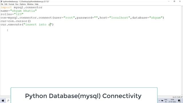 Complete Database Connection In PYTHON With Mysql In [ HINDI ] смотреть онлайн