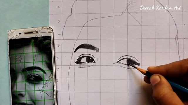 How to draw Rashmika Mandanna Outline using Grid Method / Portrait Drawing Tutorial / Lesson 1 смотреть онлайн