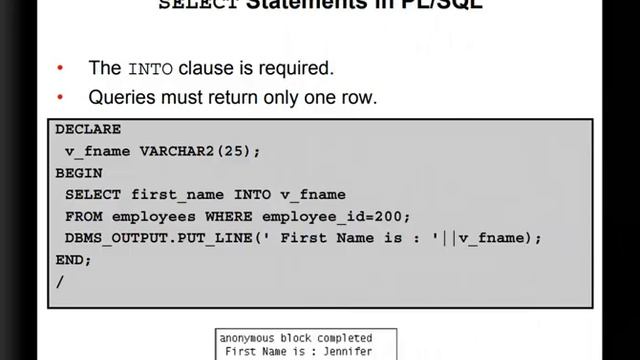 Retrieving Data in PL SQL 24 смотреть онлайн