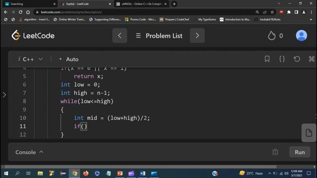 C++ Program to Find square root of a number without using Sqrt function | Sqrt(x) - Leetcode - 69 смотреть онлайн