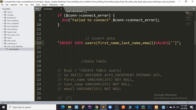 4.PHP MySQL insert Data смотреть онлайн