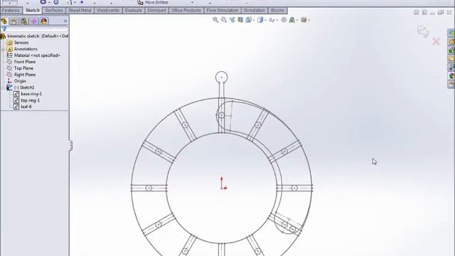 Iris Diaphragm Mechanism - Solidworks Kinematic Trial using Sketch Blocks - Tutorial смотреть онлайн