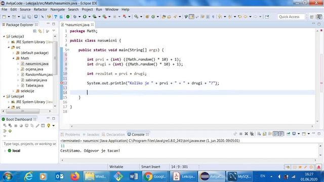 Java Tutorial - Lekcija 3 - MATH RANDOM nasumični broj смотреть онлайн