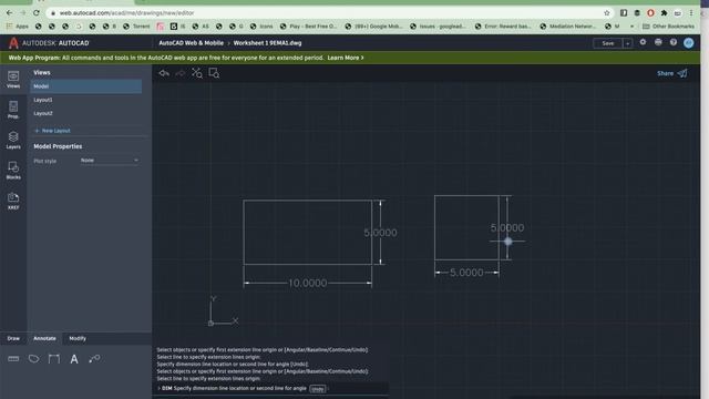 Autocad web Inroduction to rect, line, circle, trim tools смотреть онлайн