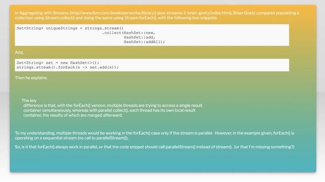 Does Stream.forEach() always work in parallel? смотреть онлайн