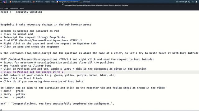 WebGoat Password reset 4 смотреть онлайн