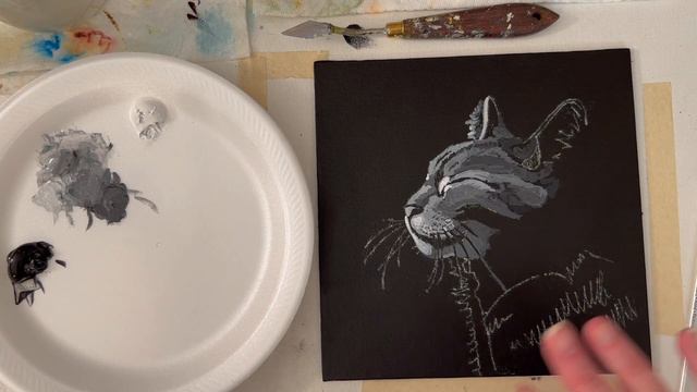 CAT PAINTING ON BLACK! Working with LIGHT DIRECTION! Traceable Available. Art Lesson! By: Annie Tro смотреть онлайн