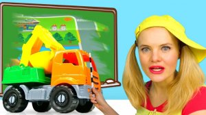 Веселая Автошкола для самых маленьких - Экскаватор выполнил урок - Развивающее видео про машинки