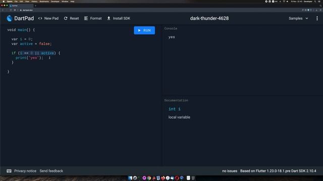 Оператор ветвления в Dart смотреть онлайн