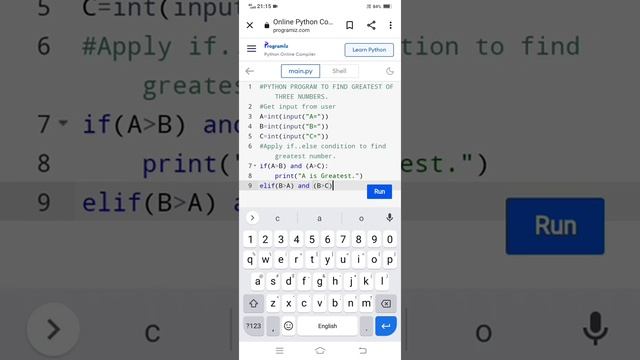 PYTHON PROGRAM TO FIND GREATEST OF THREE NUMBERS.|| Find greatest number in python? #pythonprogram? смотреть онлайн