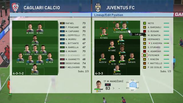 PES 2017 (PS4) Serie A Juventus v Cagliari Matchday 16 смотреть онлайн
