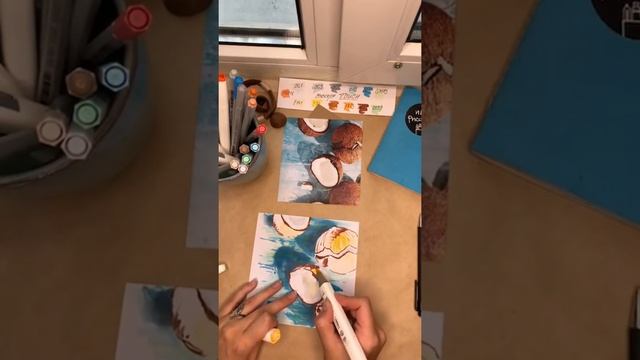 Рисуем кокосы Итоговая работа «Светотень» скетч маркерами смотреть онлайн