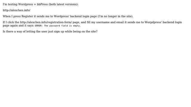 Wordpress: Wordpress + bbPress registration user-unfriendly? смотреть онлайн