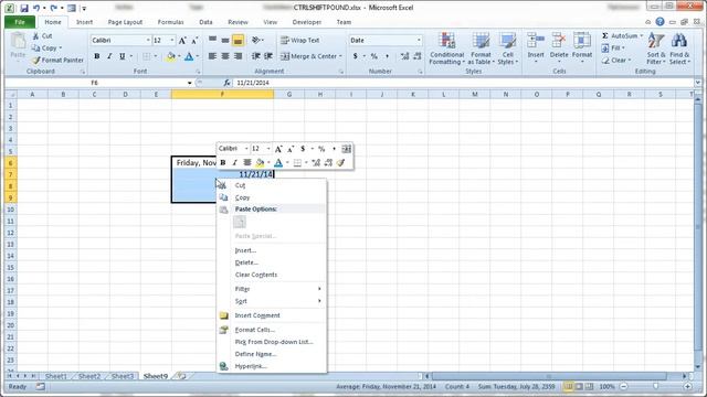 Excel 2010 Shortcut - Applying Date Format - Ctrl + Shift + # смотреть онлайн