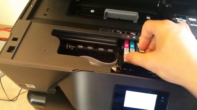 HP printer Officejet 6958 замена катреджей. смотреть онлайн