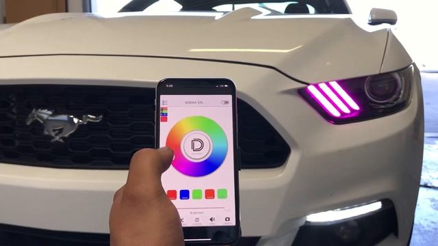 2015-2017 Ford Mustang GT w/ RGBWA Multicolor DRL Boards, RGBW Demon Eyes, w/ Bluetooth Controller смотреть онлайн
