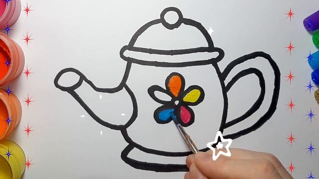Bolalar uchun choynak rasm chizish / Рисование Чайник для детей / Draw a kettle for kids смотреть онлайн
