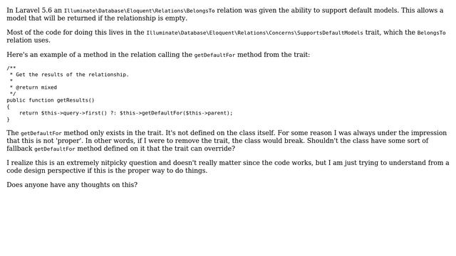 Software Engineering: Is this a 'proper' use of a trait in PHP? смотреть онлайн