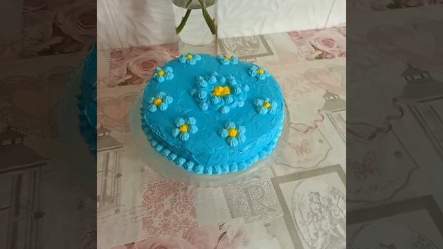 Красивейший голубой тортик на День Рождения папы ??❤ смотреть онлайн