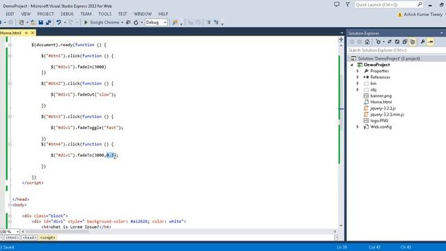 Part 15 - Jquery Effects - #Fading effects | fadeIn, fadeOut, fadeToggle and fadeTo method смотреть онлайн