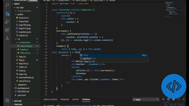 الدرس التاسع: ديستركت للستيت والبروبس ReactJS Tutorial (9) Destructuring props and state смотреть онлайн