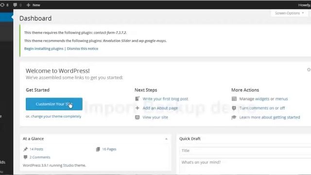 Install Plugins, Permalinks, Import Content Backup in Studio Multipurpose One Page Wordpress Theme смотреть онлайн