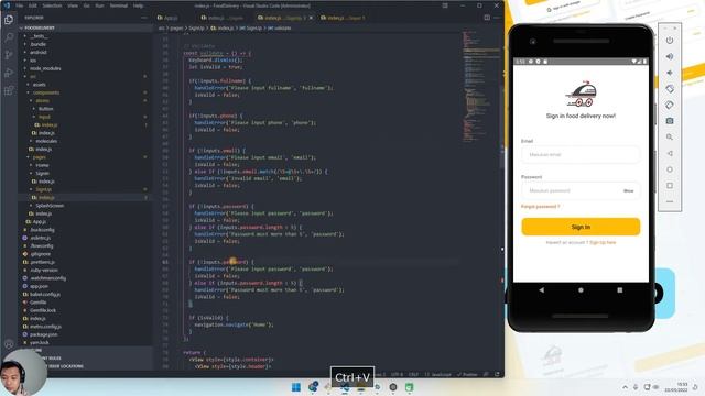 #09 Validasi Input SignUp Page React Native - Food Delivery App смотреть онлайн