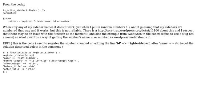 Wordpress: How do I get a sidebar's id or number for use with is_active_sidebar()? (2 Solutions!!) смотреть онлайн