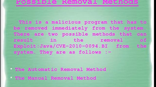 Delete Exploit:Java/CVE-2010-0094.BI Windows Malware смотреть онлайн