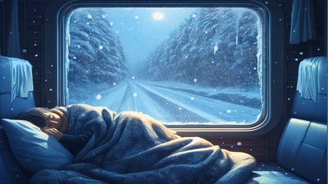 Snowstorm Sounds & Train Sounds ⛈️Ambience Winter For Sleeping ?