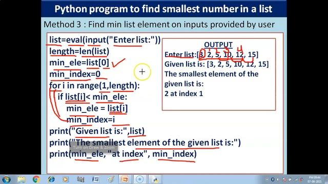 Python Program to find the minimum of numeric values stored in a list | List Manipulation | CS смотреть онлайн