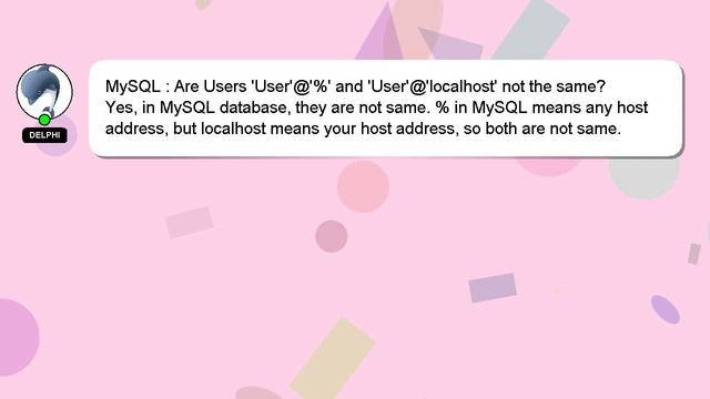 MySQL : Are Users 'User'@'%' and 'User'@'localhost' not the same? смотреть онлайн