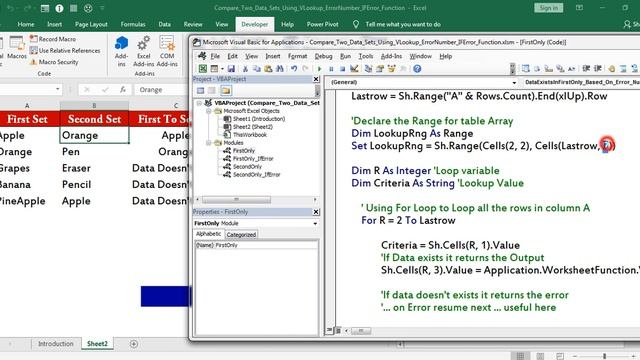 VBA Macros || Compare Two Data Sets Using VLookup and Error Functions смотреть онлайн