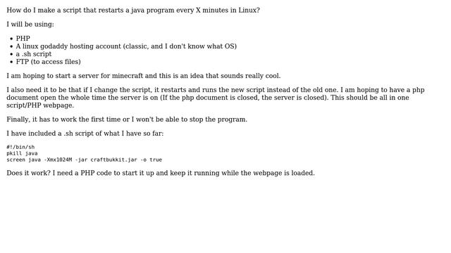 How do I make a shell script that restarts a Java program every x minutes in Linux? смотреть онлайн