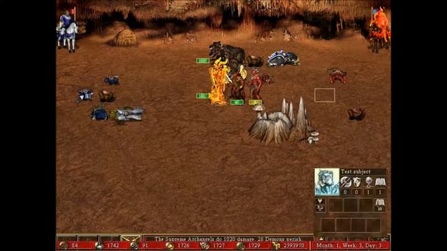 Heroes 3 WOG battles Castle vs Inferno (100 week unit growth and max monster exp) смотреть онлайн