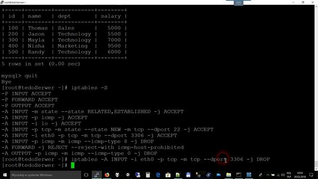 [Sieci komputerowe] Podstawy IPTABLES - czyli filtracja pakietów (np. PING i MySQL) смотреть онлайн