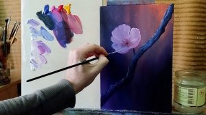 Рисуем цветы сакуры акрилом #shorts #short  #art #живопись #урокирисования