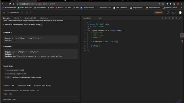 Leetcode Problem 14: Longest Common Prefix смотреть онлайн