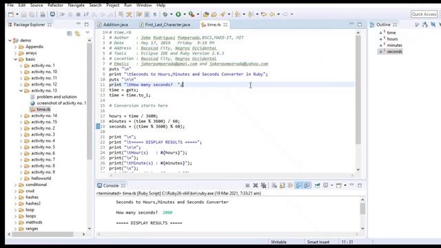 Seconds to Hours,Minutes and Seconds Converter in Ruby смотреть онлайн