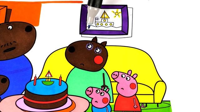Drawing and Coloring Peppa Pig to Learn Colors | Learn To Color | VOVING COLORING смотреть онлайн
