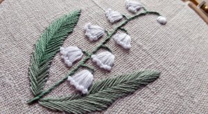 Ландыши, вышивка гладью