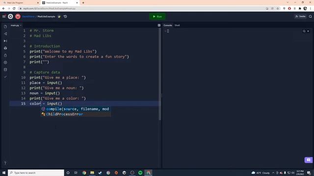 Python Mad Libs смотреть онлайн
