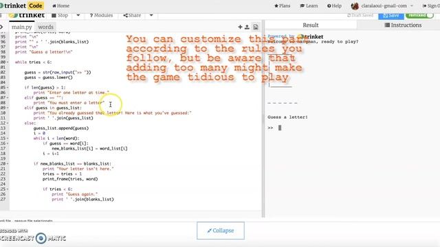 Hangman game in python - ENG || Clara Laoui смотреть онлайн