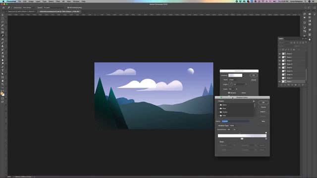 Adobe Photoshop. Простые текстуры и объем в плоской иллюстрации. смотреть онлайн