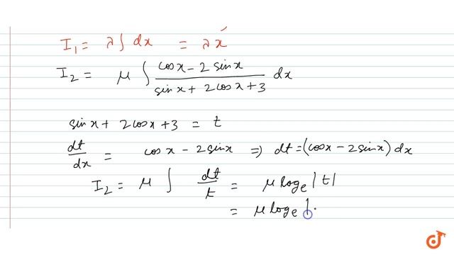 JEE MAINS 2018 Evaluate: `int(3cosx+2)/(sinx+2cosx+3)dx` смотреть онлайн