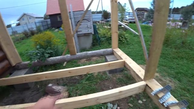 Успеть до холодов! Начал строить тёплую веранду у бани. смотреть онлайн